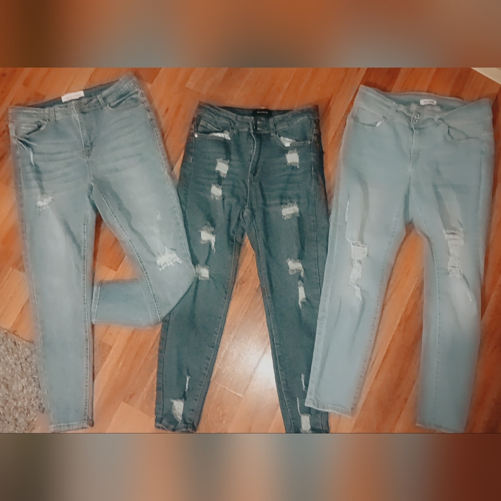 Distressed Denim Jeans Trio